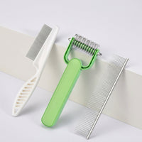 Cat Brush and Dog Brush 3-Pack for Deep Combing, Versatile Cat Comb and Dog Comb Set for Knots Mats, Cat Grooming Kit with a Curved Handle