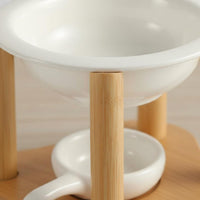 Ceramic Oil Warmer Bamboo Frame Tea Light Scented Wax Warmer Easy to Clean