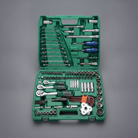 121 Pieces Socket and Ratchet Set Polished Chrome Mechanics Tool Set Organized Mechanics Tools Kit with for Car Owners, Garage