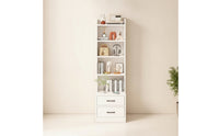 Narrow Bookcase with Drawers Space-Saving Cabinet with Shelves and Drawers Bedside Cabinet with Shelves for Bedroom, Small Areas, Living Room