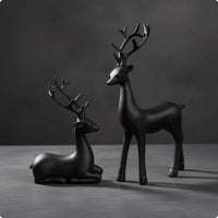 2 Pieces Resin Deer Decor Realistic Deer Figurine Cute for Vintage Cabinet