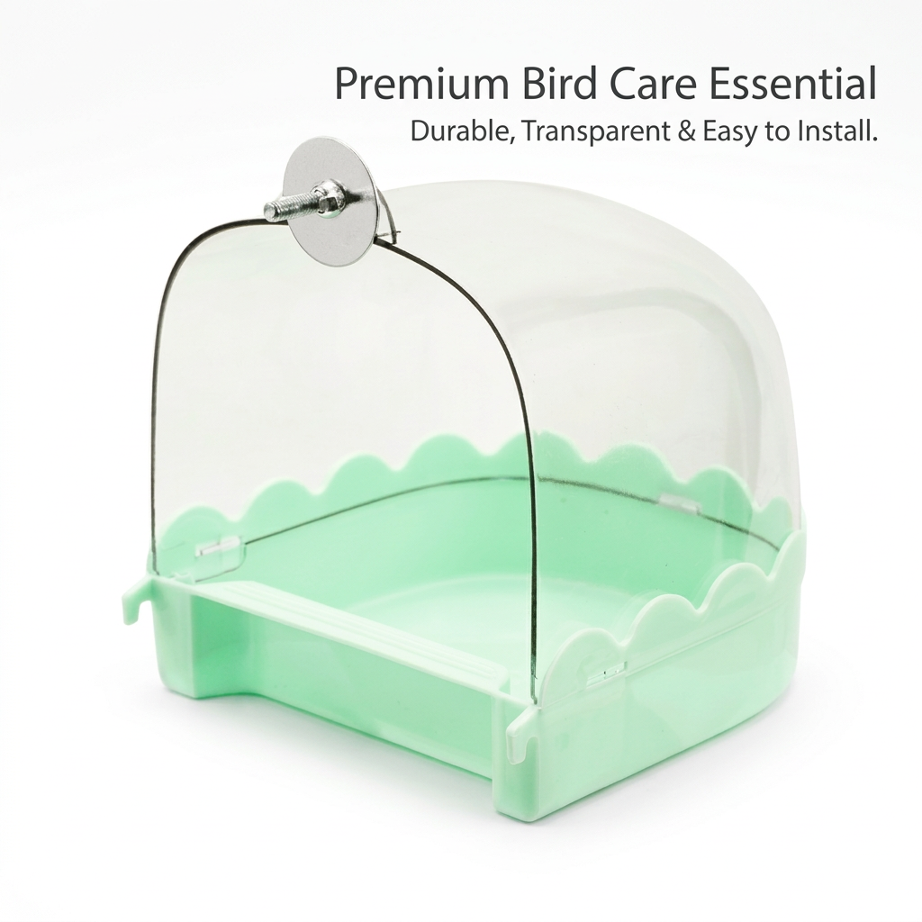 Bird Bath for Cage Hanging Bathtub, Bird Cage Accessory Bath Tub, Transparent Bird Bath Box for Small Birds, Budgie Bath Tub with Screws