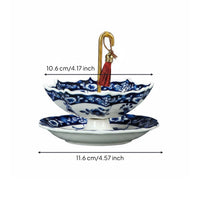 Umbrella Tea Infuser Decorative Blue and White Porcelain Tea Strainer Hand Painted for Display Shelf