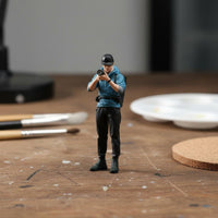Hand-Painted Photographer Figure Scale Photographer Figurine Highly Detailed Figurine with Camera for Collectors, Hobbyists, Dioramas