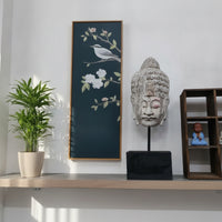 Black Stand Carved Texture Spiritual Decoration Buddha Head Ornament