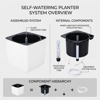 Plant Pots for House Plants and Indoor Plants, Self Watering Square Indoor Plant Pot, White Flower Pots for Floor Standing, Green Plant Pot Use
