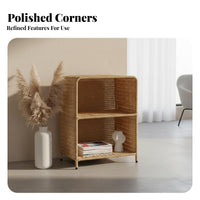 Faux Rattan Weave Storage cabinet Multitier Woven& look Storage multi-tier for Renters
