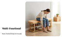 Upholstered Entryway Stool Light Luxury and Aesthetic Upholstered Shoe Rack Bench Padded Seat Multi-Functional for Fitting Room
