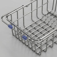 Extendable Drain Basket Kitchen Sink Drainer, Stainless Steel Dish Rack with Open Bottom, Over the Sink Drainer for Space Saving Counter Space