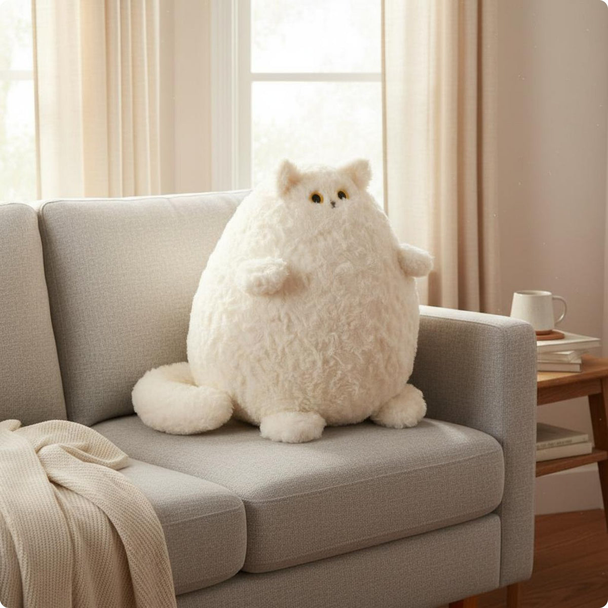 Kitten Fluffy Pillow Cuddly Cute Kitten Cushion Soft for Window Seat, Tatami
