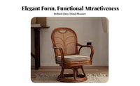 Japanese Design Leisure Chair Ergonomic Rear Rest Wicker Armchair Fan Rear Pedestal Chair Lightweight Indoor Seating