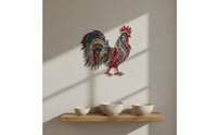 Metal Cockerel Wall Decor Easy to Hang Metal Cockerel Wall Art Colorful House Decoration for Entryway, Porch