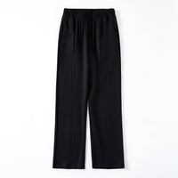 Ladies Trousers with Elasticated Waist for Plus Size Women, High Straight Leg for Summer Casual Wear, Breathable Stretch Material