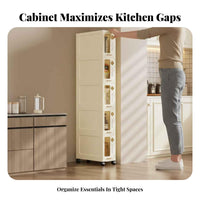 Narrow Four-tier Rolling Rack Wheeled Design Slim Rolling Trolley Raised Edges