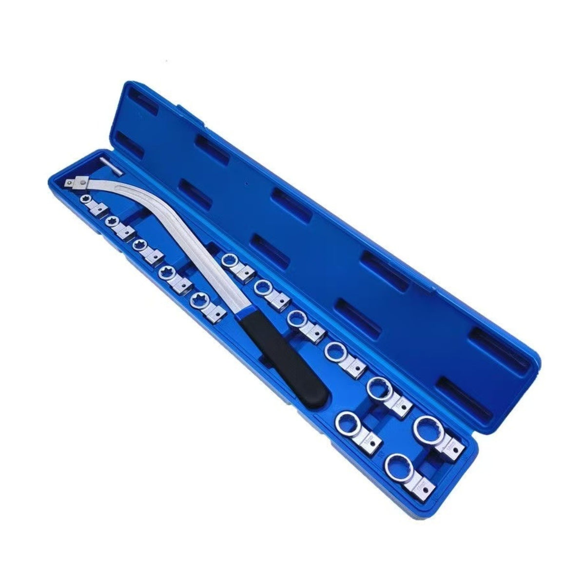 15 Pieces Auxiliary Belt Tensioner Pulley Removal Tool Kit with Case Easy Storage Belt Wrench Set Professional for Mechanics, Repair Shops