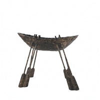 Boat-Shaped Sculpture Textured Metal Tabletop Ornament Modern