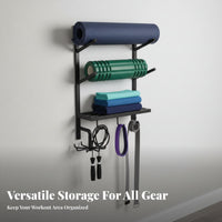 Large Capacity Wall Mounted Exercise Mat Rack Space Saving Wall Mounted Exercise Rack Easy Installation Foam Roller Storage Shelf Heavy Duty