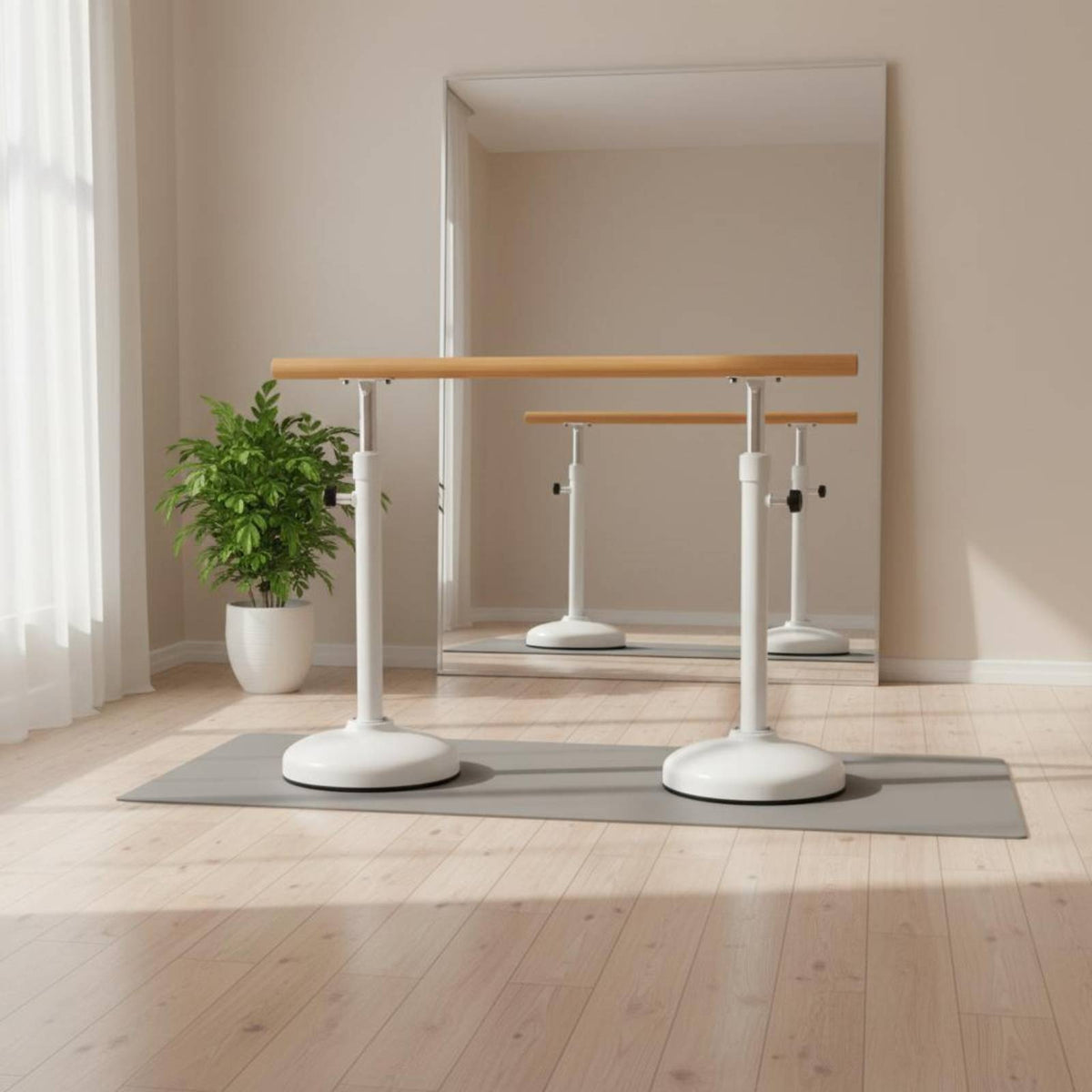 Adjustable Dance Barre Metal Support Posts Adjustable Dance Bar Sturdy Construction Workout Gear
