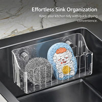 Drain Rack and Kitchen Sink Organizer for Small Items, Wall Mount Shelf with Suction Cup Design