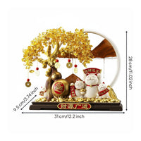 Beckoning Feline Statue Opening Gift Fortunate Feline Figurine Gold Finish