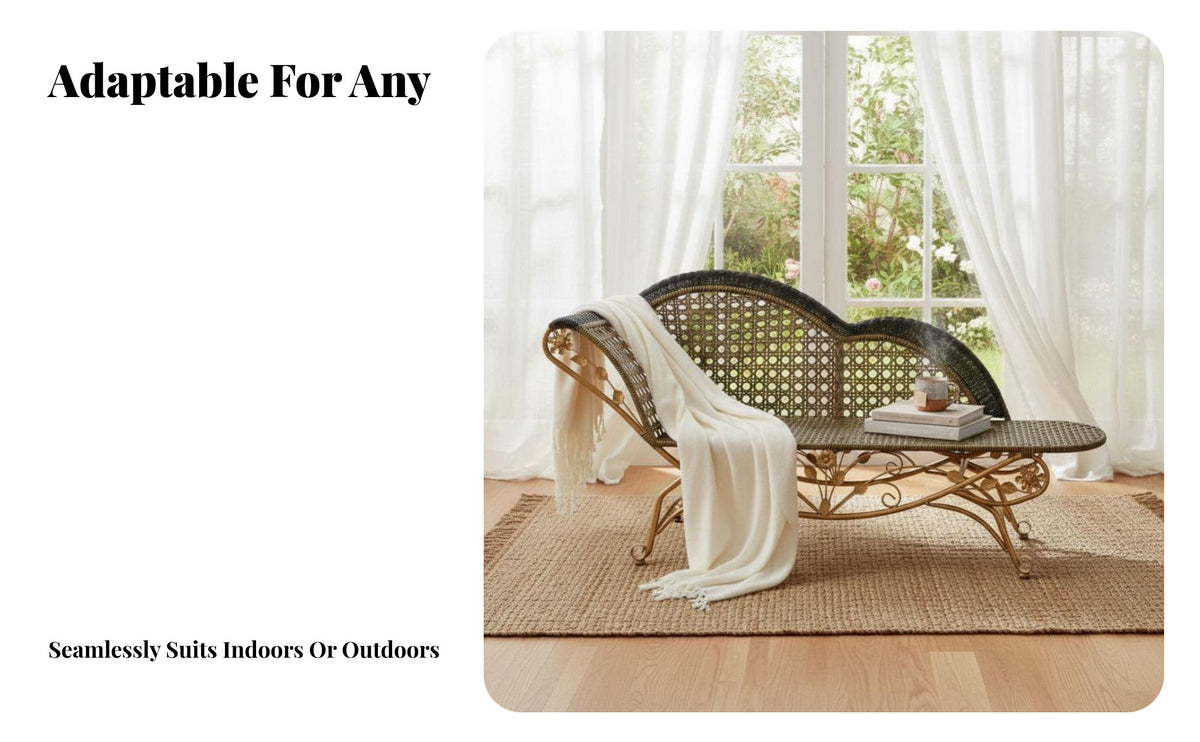 Vintage Design Wicker Chaise Lounge Hand-Woven Design Patio Daybed Weather-Resistant Outdoor Furniture Sturdy Frame for Hotel Owners, Sunbathers, Homeowners, Poolside, Balcony, Sunroom, Backyard