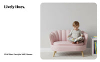 Shell Design Scallop rear Lounge Chair Princess aesthetic children's Furniture Cute Appearance Mini Sofa Soft Upholstery for Toddlers, Parents, storytime Corner, Kindergarten, Playroom, Nursery