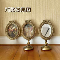 French Vintage Resin Decorative Mirror with Relief Frame