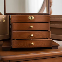 Wooden Jewelry Box Vintage Design Accessory Case Lock and Key