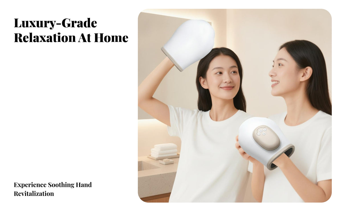 Glove-Style Air Pressure Hand Massager Rechargeable Cordless Hand Massager Open Cuff Health Device Heat Treatment