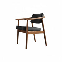 Wooden Dining Armchair with Padded Rear Nordic Design Upholstered Chair Thick Cushions Contouredd Armrests for Families