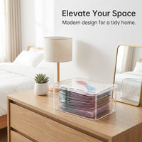 Cosmetic Storage Box Lipstick Stand Organizer, Modern Minimalist with Lid, Bedroom Countertop Clear Acrylic Transparent Makeup Desktop