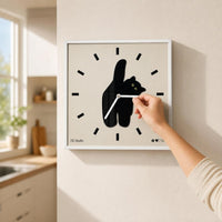 Minimalist Square Clock with Cat Silhouette Analog Square Decorative Wall Clock for Living Room