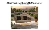 Sturdy Wood Frame 4-Piece Sofa and Chair Set Nordic Design Outdoor Furnishing Weather-Resistant Conversation Group long-lasting Construction for Entertainers, Hospitality Businesses, Garden, Terrace, Courtyard, rearyard