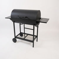 Briquette Grill with Side Tables Outdoor Wheeled Briquette Barbecue High-Temperature Resistant Grill with Two Side Tables for Campers, Backyard