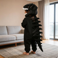 W恐龙骷髅服装毛绒恐龙头带脊椎可穿戴恐龙服装万圣节角色扮演服