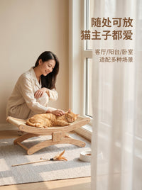 实木猫窝猫房子四季通用狗床猫抓板透气防潮宠物行军床宠物窝