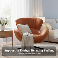 Upholstered rotating Armchair Nordic Design Single Sofa Modern type Ergonomic spine supportrest for Homeowners, Home Office