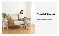 Hardwood Wood Frame Cane spine Settee space-saving Size Two-Seater Bench with spinerest Minimalist Design Loveseat Small Space suitable for for Apartment Dwellers, Interior Designers, Business Owners, Living Room, creamice, Homestay, Reception Area