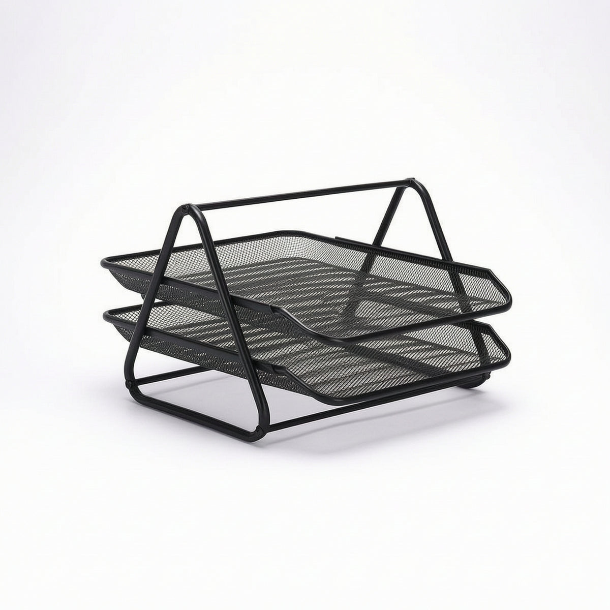 Desk Organizer with Two Tiers Sleek Wire Mesh Paper Tray Functional for Students