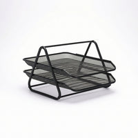 Desk Organizer with Two Tiers Sleek Wire Mesh Paper Tray Functional for Students