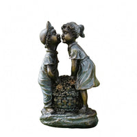 Human Figure Sculpture Weathered Bronze Finish Sculpture Textured for Tabletop