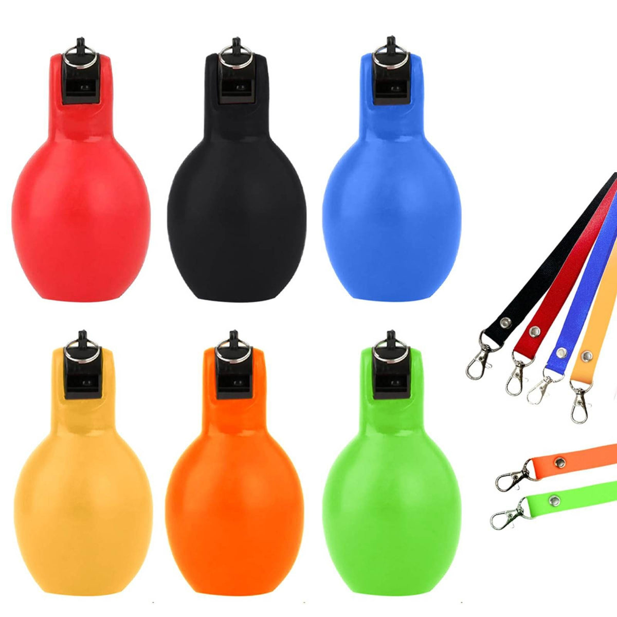 6 Pieces Press Whistle with Neck Strap Easy-Grip Press Whistle with Lanyard for Coaches