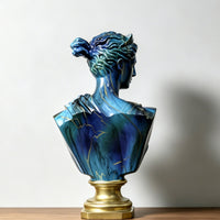 Blue Resin Bust Statue Polyresin Finish Blue Deity Bust Classical Design
