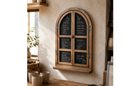 Arched Window Blackboard Wood Grain Wall Blackboard Paneled for Cafe