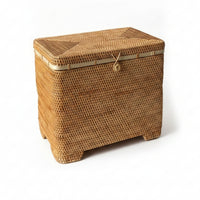 Rattan Storage Box Material Brown Storage Chest Dustproof for Bedroom