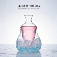 Japanese Style Glass Ice Wine Pot with Decanter, 501-600ml