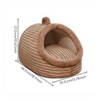 Semi-Enclosed Plush Pet Bed, Calming Indoor Sanctuary