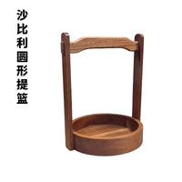 中式酒店用品手提盒圆形正方木制火锅店餐厅二层餐具特色小吃提篮