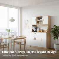 Buffet Cabinet with Drawers Freestanding Pantry Cabinet Kitchen Storage Hutch Coffee Bar Station Engineered Wood Construction Suitable for Home Living Room Kitchen Dining Room