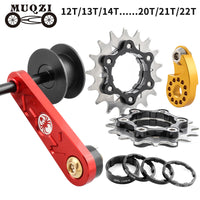 MUQZI 12-22T Single Speed Conversion Flywheel with Chain Guide and Tensioner, Aluminum Alloy